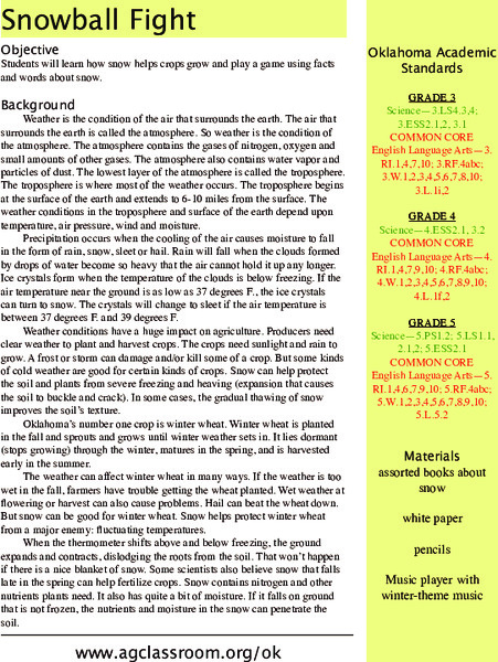 Snowball Fight Lesson Plan