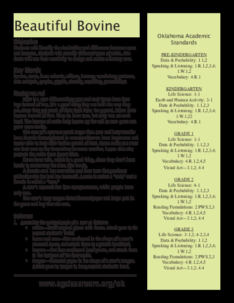 Beautiful Bovine Lesson Plan
