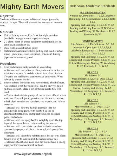 Mighty Earth Movers Lesson Plan