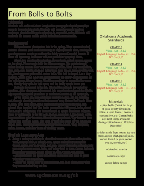 From Bolls To Bolts Lesson Plan