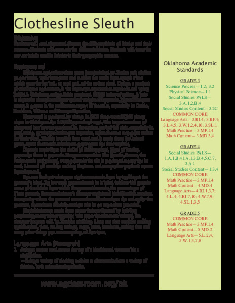 Clothesline Sleuth Lesson Plan