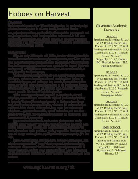 Hoboes on Harvest Lesson Plan
