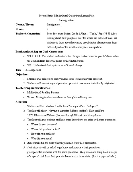 immigration Lesson Plan