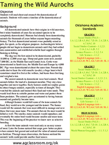 Taming the Wild Aurochs Lesson Plan