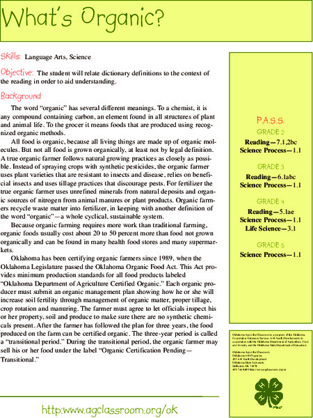 What's Organic? Lesson Plan