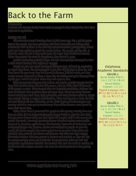 Back to the Farm Lesson Plan