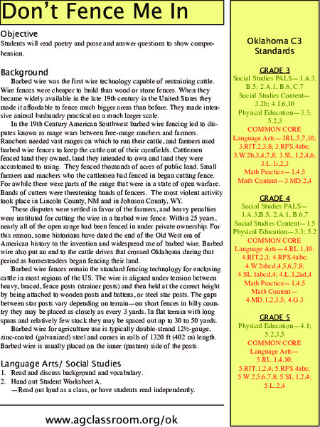 Don't Fence Me In Lesson Plan