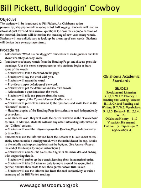 Bill Pickett, Bulldoggin' Cowboy Lesson Plan