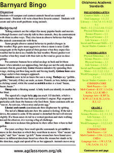 Barnyard Bingo Lesson Plan