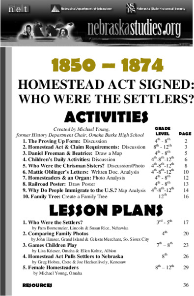 Who Were the Settlers? Lesson Plan