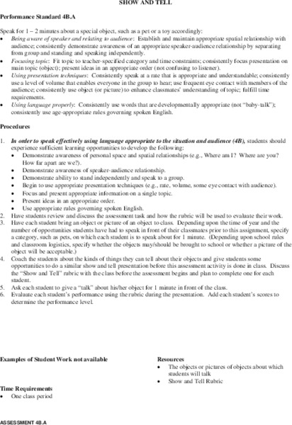 Show and Tell Lesson Plan