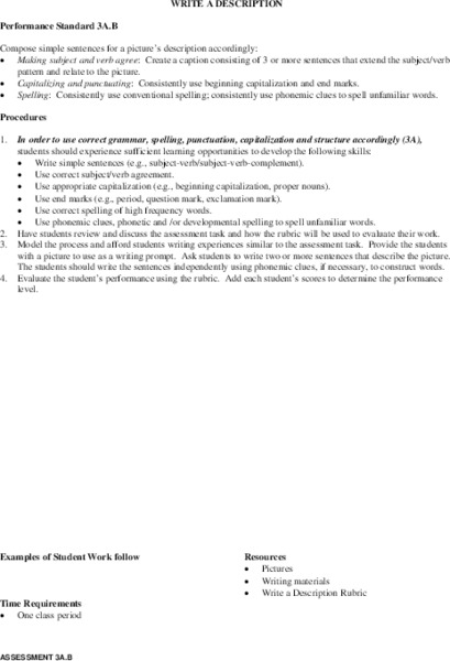 Write A Description Lesson Plan