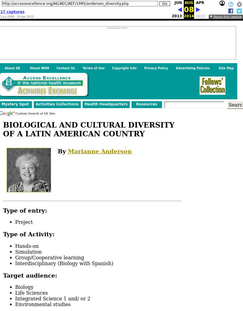 Biological and Cultural Diversity of a Latin American Country Lesson Plan