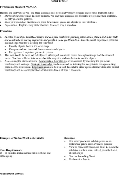 Sort it Out Lesson Plan