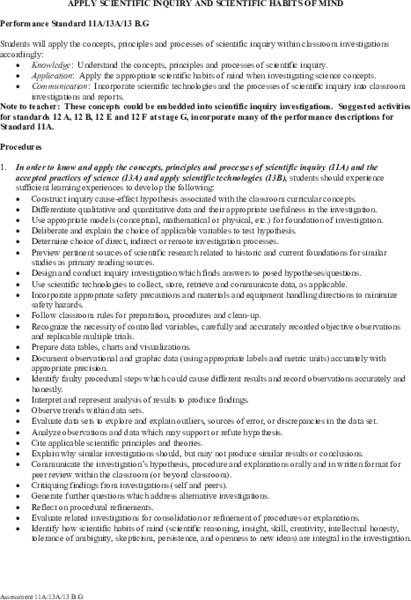 Apply Scientific Inquiry and Scientific Habits of Mind Lesson Plan