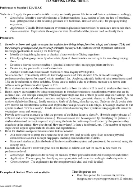 Classifying Living Things Lesson Plan