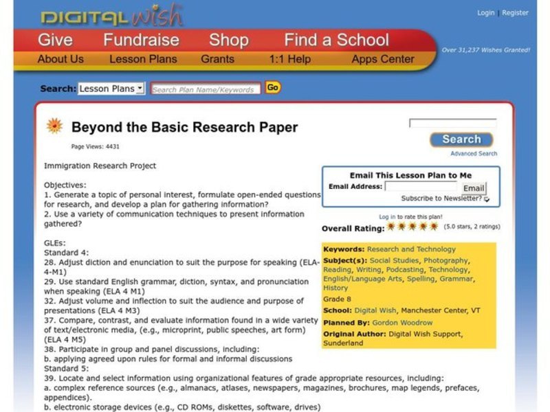 Immigration Research Project Activity