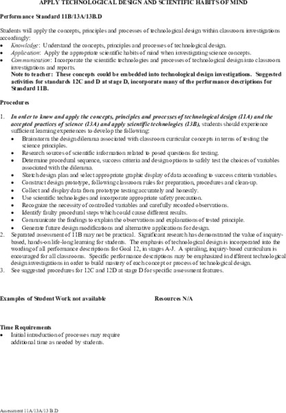 Apply Technological Design and Scientific Habits of Mind Lesson Plan