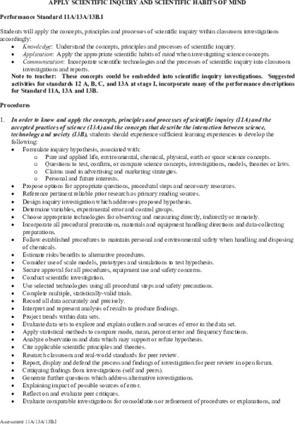 Apply Scientific Inquiry and Scientific Habits of Mind Lesson Plan