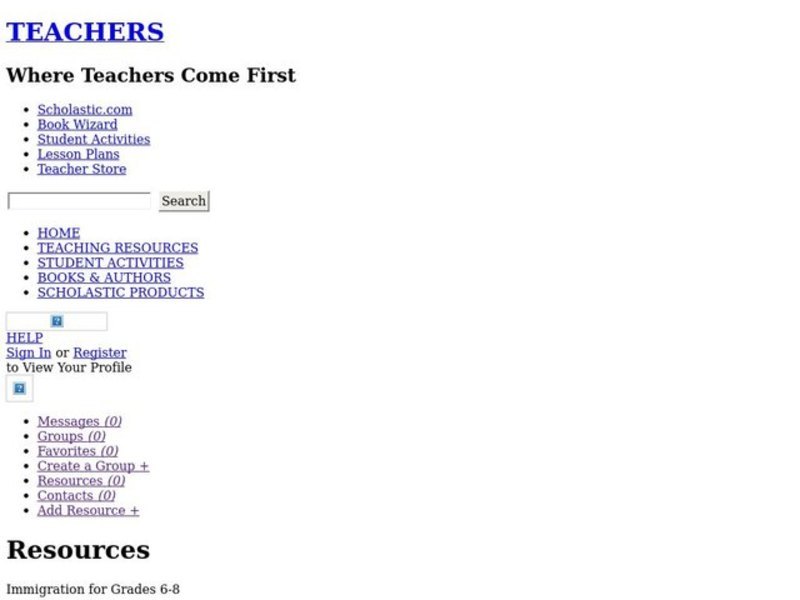 Immigration for Grades 6-8 Lesson Plan