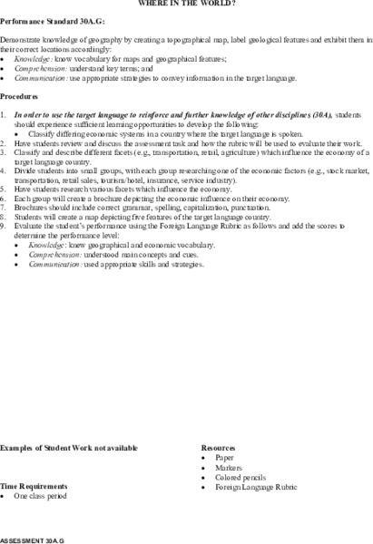 Where In The World? Lesson Plan