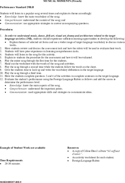 Musical Moments Lesson Plan