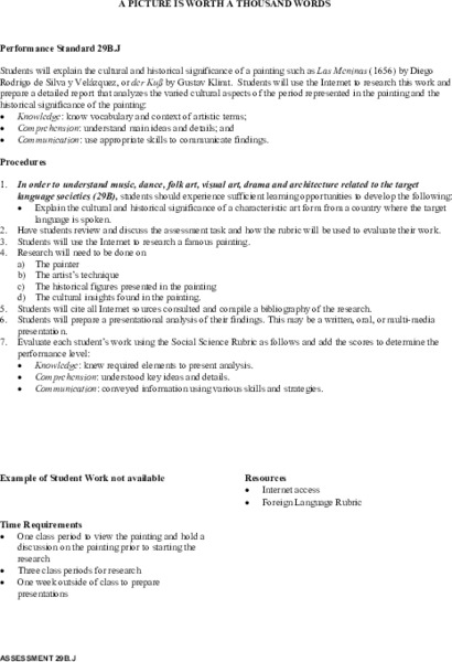 A Picture Is Worth A Thousand Words Lesson Plan