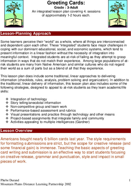 Greeting Cards Lesson Plan