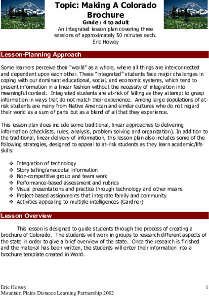 Making A Colorado Brochure Lesson Plan