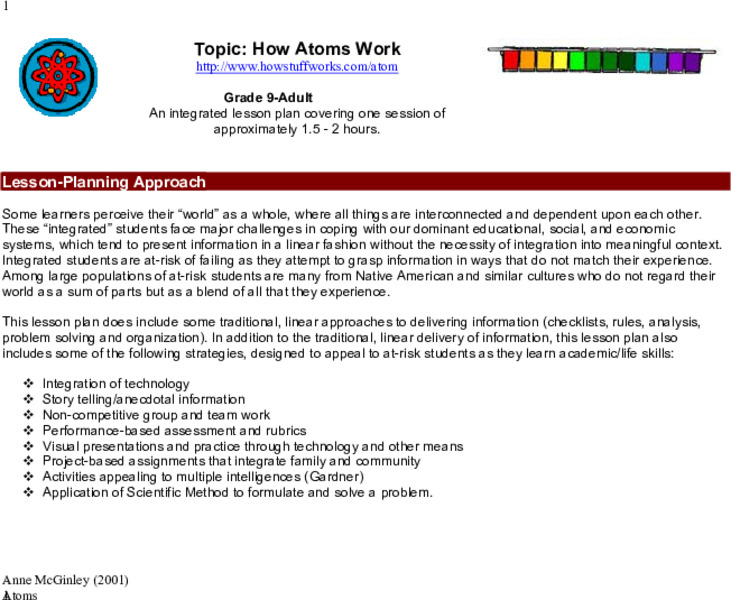 How Atoms Work Lesson Plan