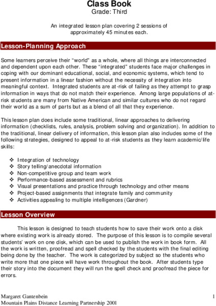 Class Book Lesson Plan