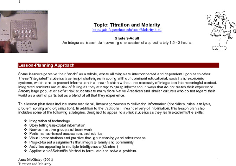 Titration and Molarity Lesson Plan