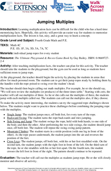 Jumping Multiples Lesson Plan