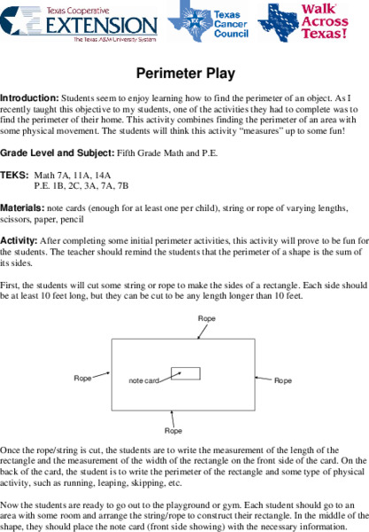 Perimeter Play Lesson Plan