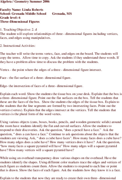 Three-Dimensional Figures Lesson Plan
