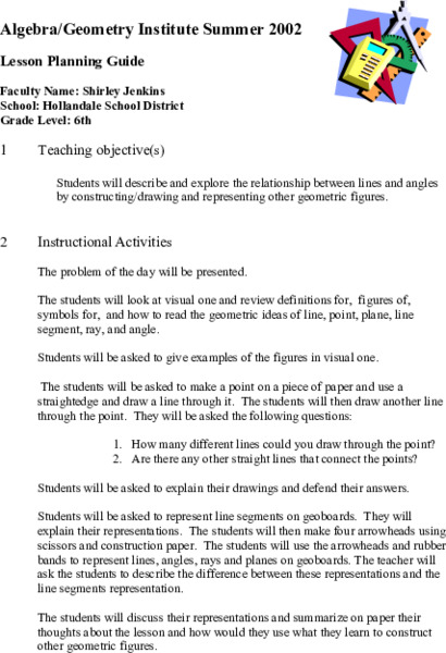 Lines and Angles Lesson Plan