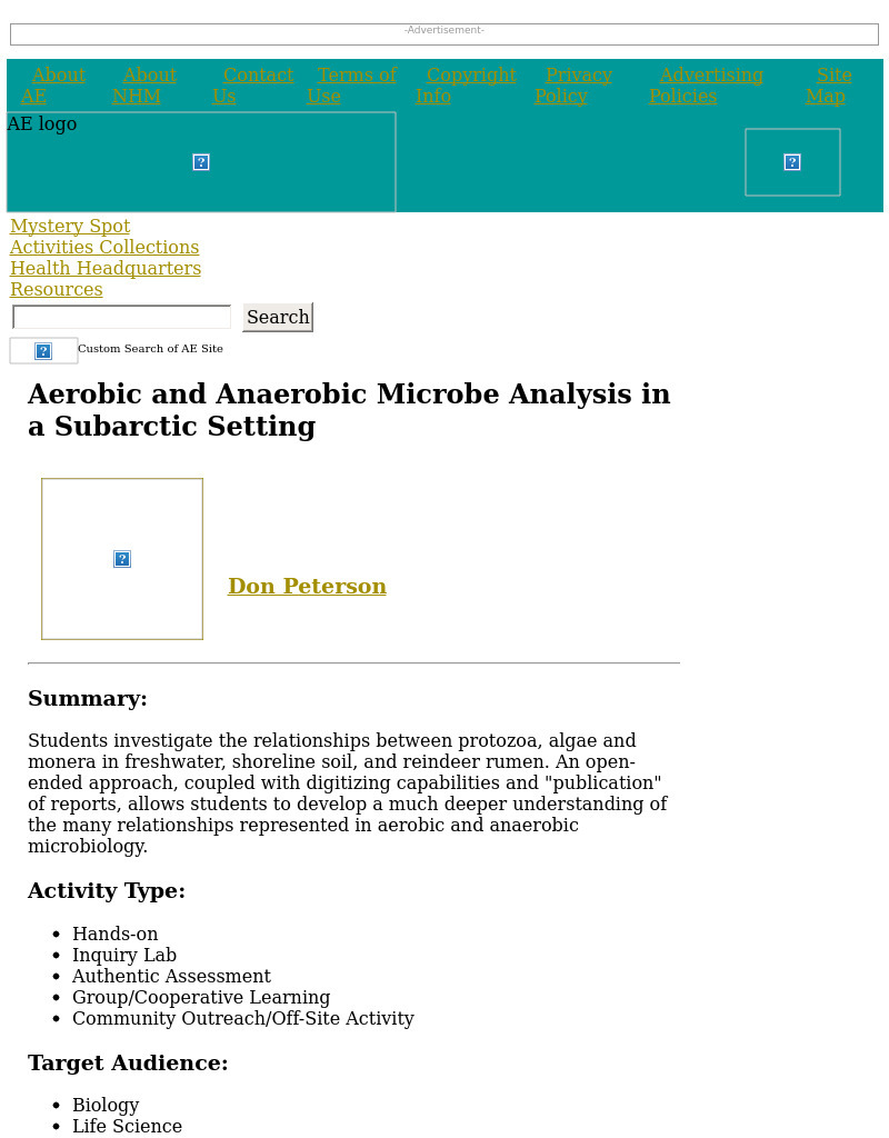 Aerobic and Anaerobic Microbe Analysis in a Subarctic Setting Lesson Plan