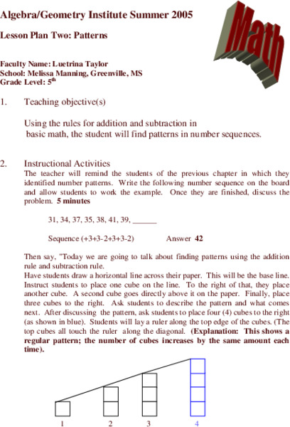 Patterns Lesson Plan