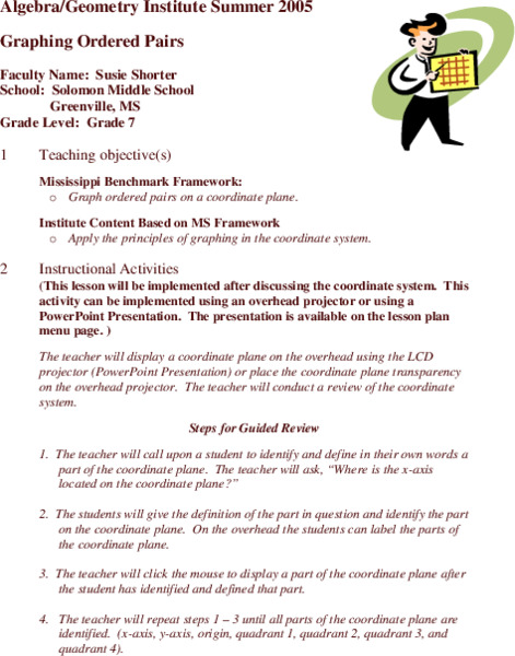 Graphing Ordered Pairs Lesson Plan