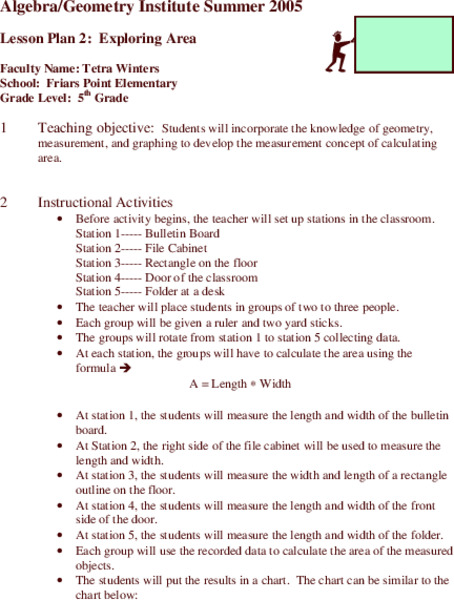 Exploring Area Lesson Plan