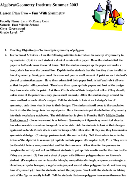 Fun With Symmetry Lesson Plan