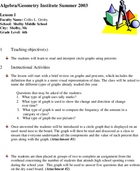Circle Graphs Lesson Plan