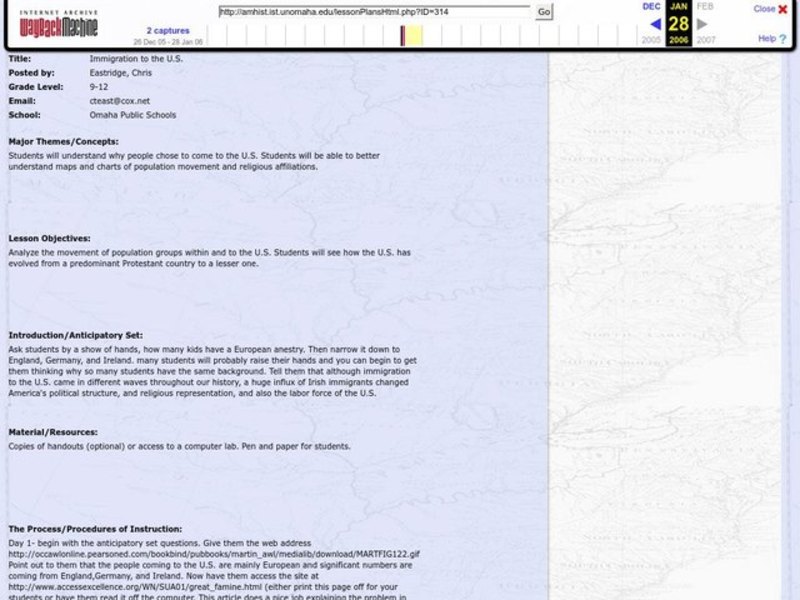 Immigration to the United States Lesson Plan