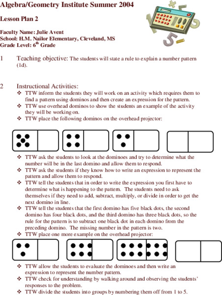 Number Patterns Lesson Plan