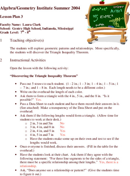 Geometric Patterns Lesson Plan