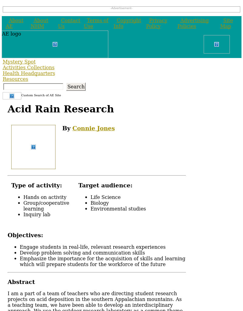 Acid Rain Research Lesson Plan