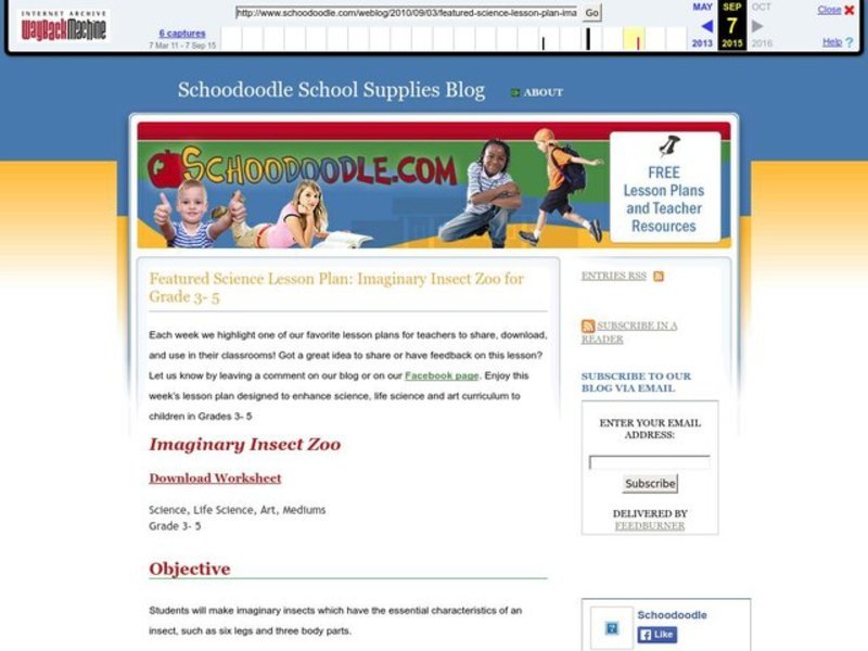 Imaginary Insect Zoo Lesson Plan