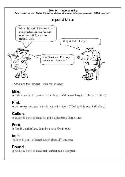 Imperial Units Worksheet