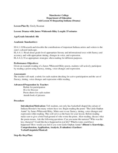 Impacting Indiana Lesson Plan