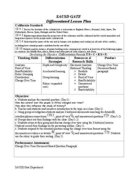 Imperialism in Africa Lesson Plan